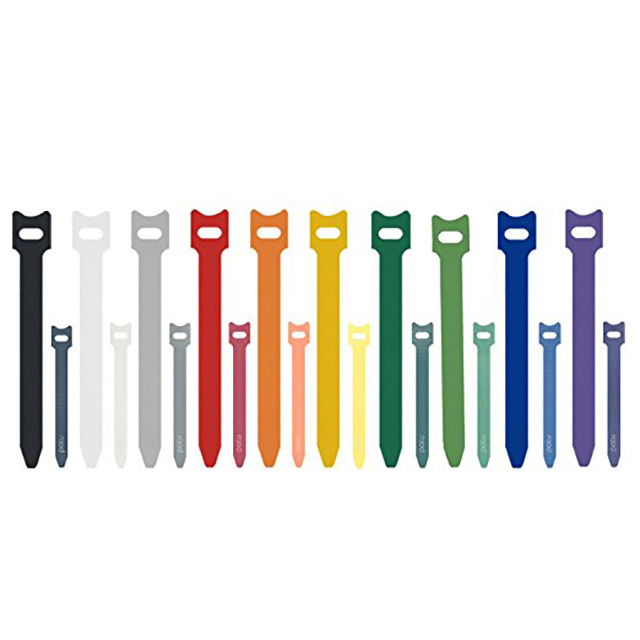 Custom logo printed colorful adjustable hook and loop cable ties