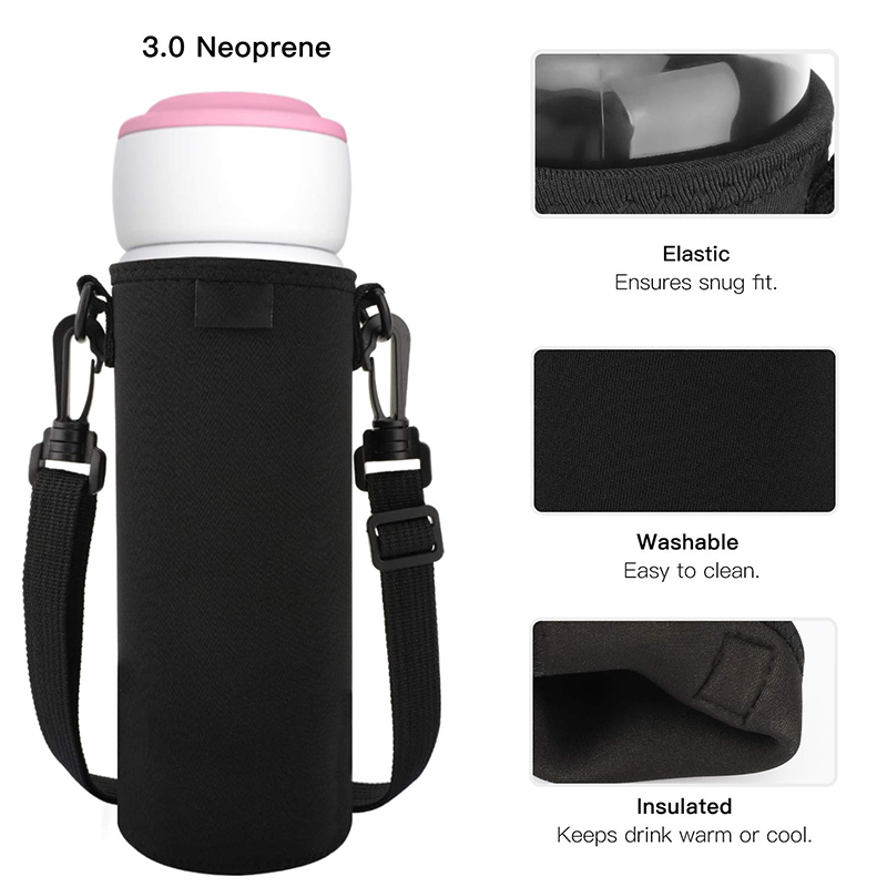 Neoprene Portable Insulated Water Bottle Holder Bag with Adjustable Shoulder strap Premium Water Bottle Carrier 