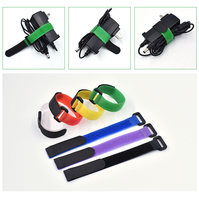 Custom logo hook and loop straps with buckle reusable self-lock cinch strap