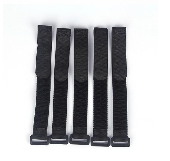 Black Hook and Loop Reusable Cable Tie Down Straps Wrap around cords Wire Organizer Straps