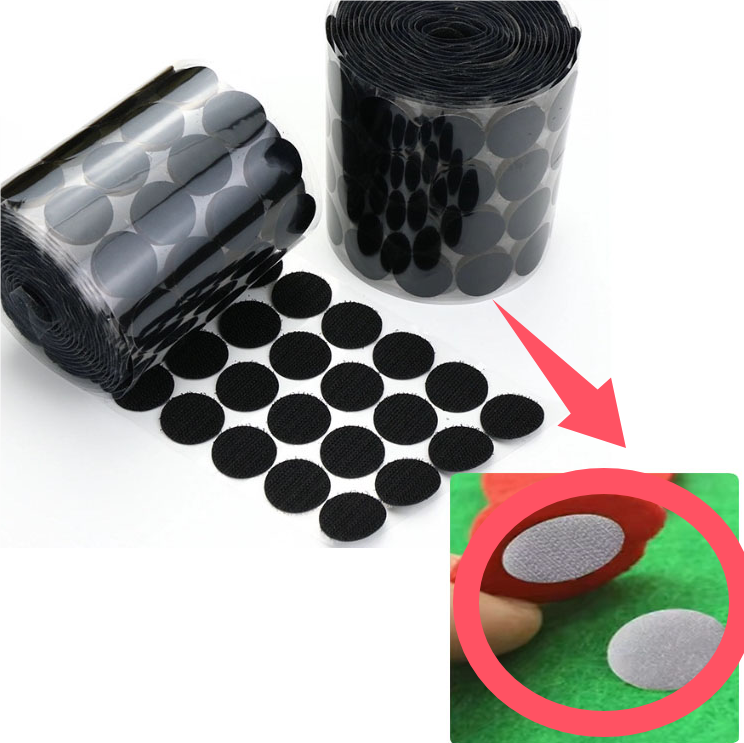 Black Round DOT Velrco Tape Hoop and Loop with Magic 25mm